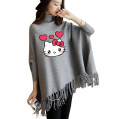 MK Garments - Winter Collection Woman's Kitty Printed  Fleece Shoal Poncho For Girls. 