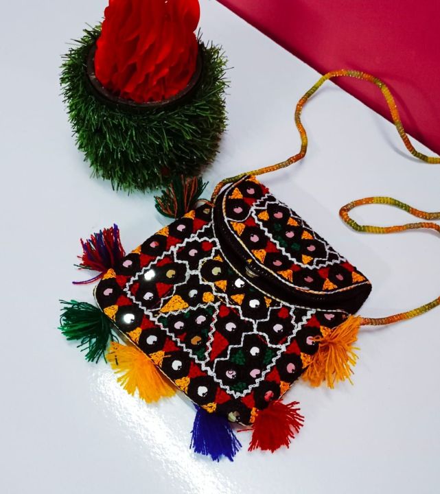Pakistani Blochi Sindhi embroidered colourful traditional style purse for baby girls