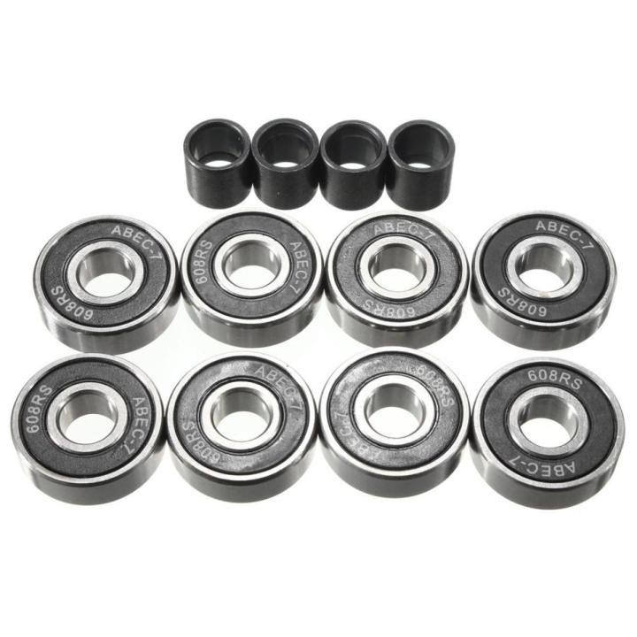 8PCS Sports ABEC 7 Skateboard Longboard Skate Roller Hocker Wheel 608 Bearings+Spa