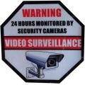 Video Surveillance Sticker Sign,Adhesive Under 24 Hours Security Warning Signs, Glass Window Warning Sign Label Sticker (Video-2pcs). 