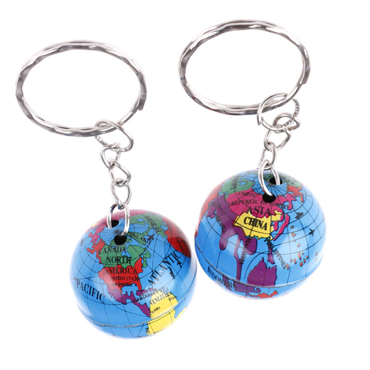 2Pcs World map Globe keychain jewelry earth Globe art pendant keychains gift