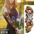 【The road to happiness Store】Large Arm Sleeve Tattoo Japanese Wave Tattoo Lily Peacock Men Full Tiger Fox Tatoo Body Art Women. 
