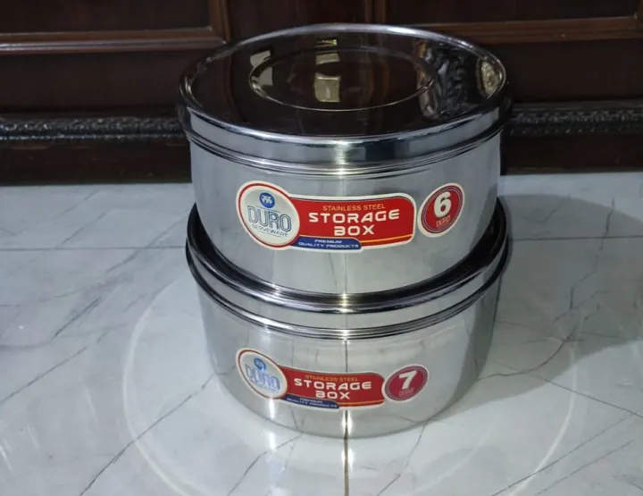 2%20Pcs%20Storage%20Boxes%20with%20Lids%20Stainless%20Steel%20Size%209%20inches%20and%2010%20inches%20-%20Image%202