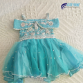 Beautifull Hand Emroided Kanari Work Dress for Angle Babies | Sky Blue Color Frock | Stylish and Modern. 