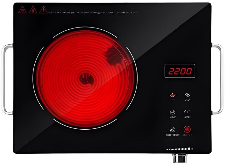 VOAAS Electric Stove 2200watts Model VS-6059C Infrared Cooker Hot Plate Induction Cooker Touch Panel Effective and Constant Temperature Control Smart Cooking Safe and Energy Saving Easy to Clean Healthy Environment Friendly (BLACK)