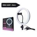 10(inch) 26cm Ring Light With Phone Holder & 3 Shades of Colours Only Ring light For Video Making Selfie Ring Light Photography Dimmable Makeup 26cm Ring Light Video Live 12w 5500k LED Fill Ring Lamp with Phone Holder USB Plug.. 