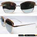 Imported Optical Sun Glasses - Unisex Men Women Stainless Steel Wayfarer Dots Eyebrow Style Un Breakable Fashion Glasses - Golden Metal Frame Reflecting Silver Lens. 