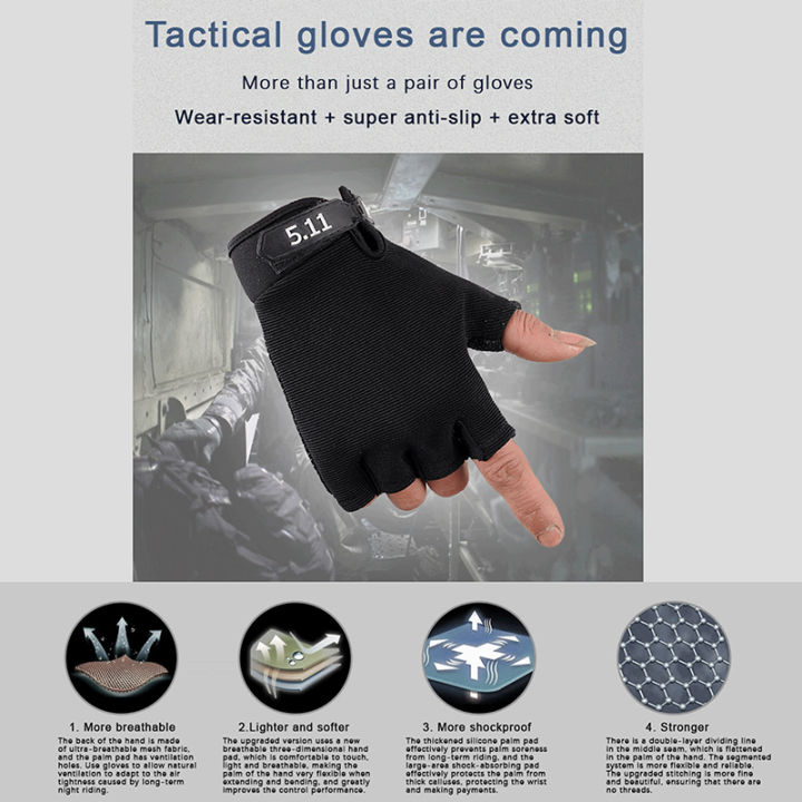 Cycling Sports Half Finger Men Gloves Special Forces Mountaineering Outdoor Mesh Non-Slip Wear Resistant Motorcycle Glove