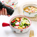 Techmanistan Random Color - Fruit Print Bowl, Koreaan Tableware Cute Ceramic Bowl With Handle, Microwave Heating Bowl Instant Noodle Bowl. 