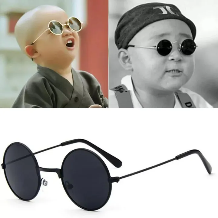 Metal%20Black%20Round%20Kids%20Sunglasses%20Brand%20little%20girl/boy%20Baby%20Child%20Glasses%20goggles%20oculos%20UV400%20Small%20face%20Suit%20For%202~6%20age%20-%20Image%202