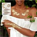 【The road to happiness Store】1sheet new Indian Arabic designs golden silver tribal tattoo paste metalicos metal sticker sheets on body hand. 