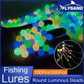 Round Luminous Fishing Beads Glow InThe Dark Sea Fishing Lure Floating Float Tackle Accessories Luminous Fishing Beads 100PCS Optional. 