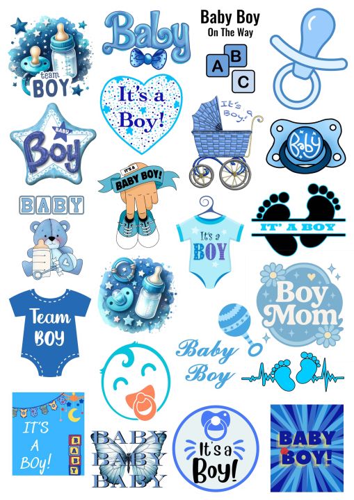 Blue new born baby girl stickers, Blue Baby Boy Celebration Stickers ...