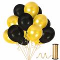 Happy Birthday Golden & Black Theme Complete Set ( Including Birthday Banner +30 Metallic balloons (Gold + Black & Silver ) +5 Pc Filled Confetti Balloons + 1 pc Crown Foil Balloon ) Birthday & Party Items Birthday Decorations - Birthday Home Decor. 