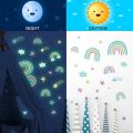 Cartoon Rainbow Cloud Luminous Wall Sticker/ Glow In The Dark Stars Stickers Decals For Kids Rooms Bedroom Home Decortion. 