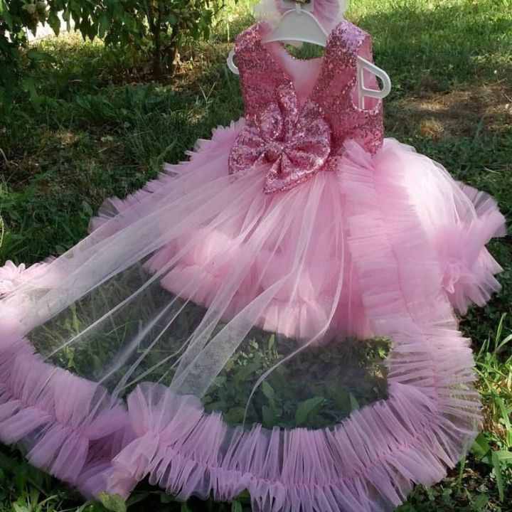 fancy%20pink%20sequin%20tail%20frock%20for%20baby%20girls%20-%20Image%202