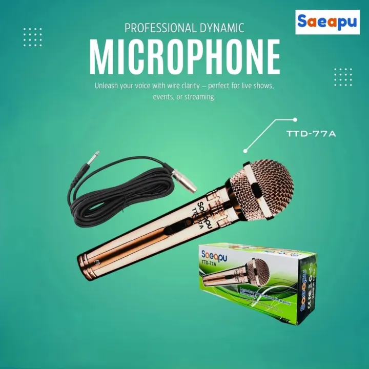 Professional%20Dynamic%20Condenser%20Microphone%20Saeapu%20TTD%2077A%20Wired%20Vocal%20Karaoke%20Mic%20Metal%20Body%20Mesh%20For%20Home%20Use%20Audio%20Recording%20With%203%20Meter%20Cable%20Clear%20Sound%20Speech%20Podcast%20Studio%20PA%20System%20Compatible%20Amplifier%20Speaker%20Durable%20Performance%20Voice%20Quality%20Pro%20-%20Image%204