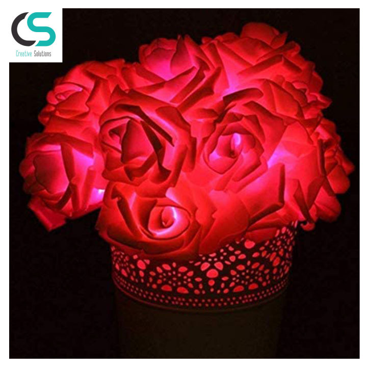 LED Red Rose Flower Fairy Lights, battery powered with 10 led