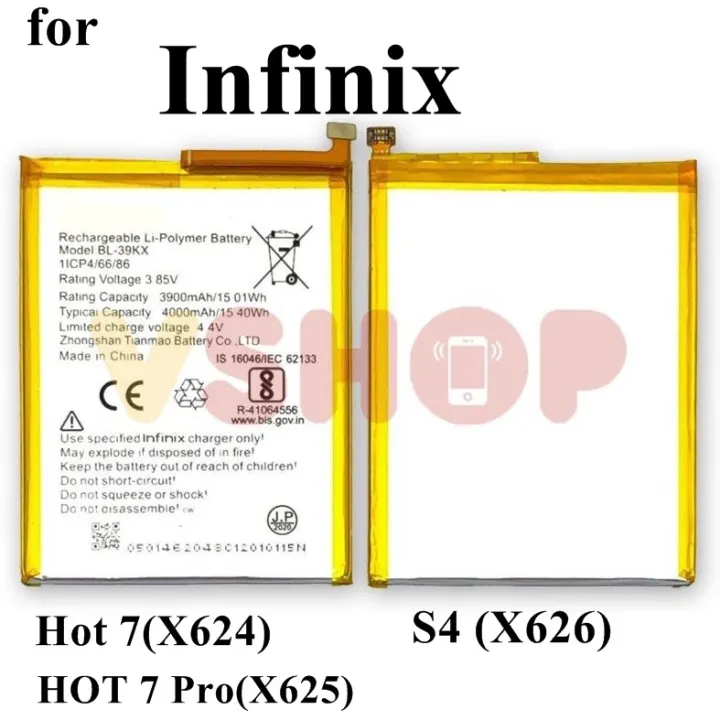 Infinix%20S4%20X626%20/%20Hot%207%20Pro%20X625%20/%20Hot%207%20X624%20Battery%20Replacement%20BL-39KX%20Battery%20with%204000mAh%20Capacity-Black%20-%20Image%204
