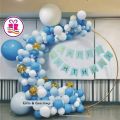 Happy Birthday Blue and White Theme Set - Baby Shower Party Balloons Package, Perfect Blue and white Birthday Decoration and celebration for male baby, boy and men of any age with banner card and multiple latex and confetti balloons. 