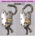 Desi Pad Lock - Heavy Duty Steel/Brass Tala | 4 Levers, 3 Keys, Steel Proof, High Security Lock for Doors, Shops & Bikes. 
