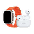 i20 Ultra Max Suit Smartwatch with AirPods Pro, Transparent Screen Guard, and 7 Straps - 10-in-1 Set. 