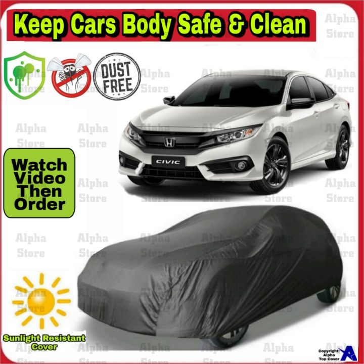 Honda Civic 16 to 21 ALPHA Car Cover - Long Life Paracute Quality Dust proof Anti Scrtch UV Resistant Car Top Cover 2016 2017 2018 2019 2020 2021