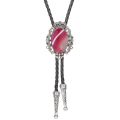 Bolo tie Western Cowboy Opal Rodeo Leather Necktie. 