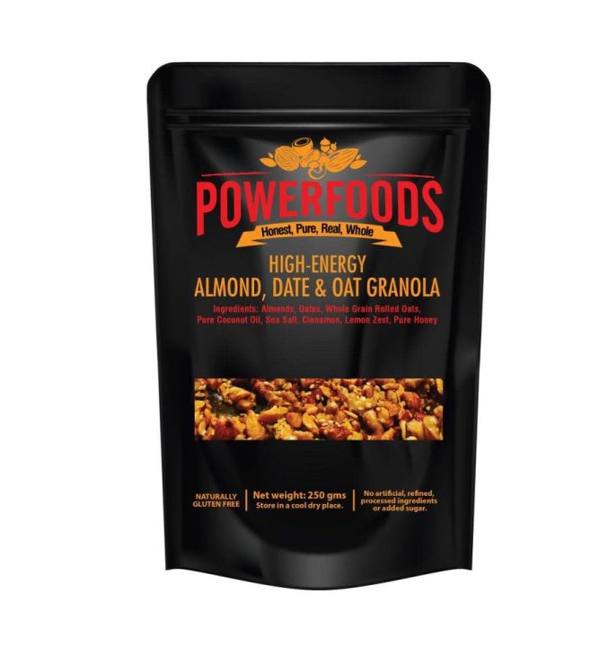 Power Foods High Energy Almonds Powder, Date & Oat Granola - 250GM ...
