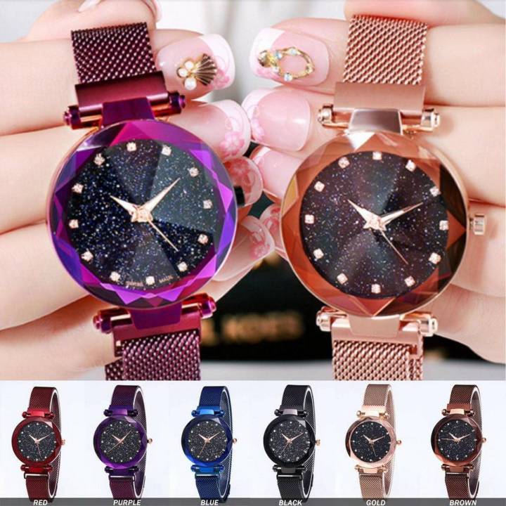 color Starry Sky Watch Women Fashion Casual Magnet Stone Ladies Watch Magnet Milan Strap Female Luxury Brand Quartz Watch Daraz.pk