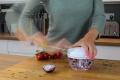 Manual Garlic Chopper Grinder with Peeler Hand Pull Food Slicer 3 Blades Cutting Mix for Fruit, Vegetable, Onion,Tomato. 