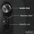 Stainless steel  Arabic Black Watch Arabic Dial Aura Watch. 