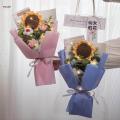 Handmade Knitted Bouquet Crochet Bouquet Eternal Blessing for Home Wedding Decoration with Light Elegant Exquisite Floral Artificial Flowers. 