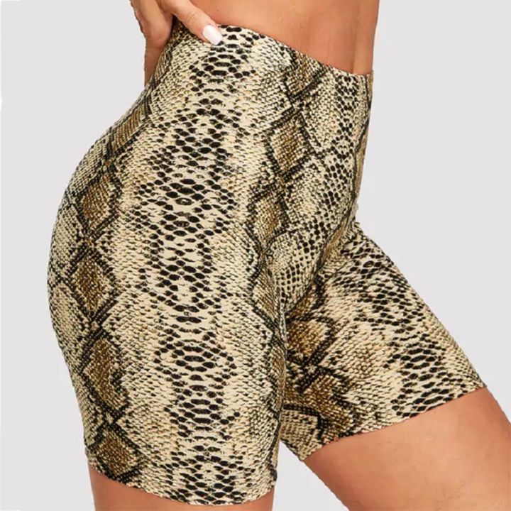 Fashion Leopard grid Print Women's shorts cycling Casual Snake Print Women cycling High waist shorts femme
