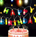 Letter Happy Birthday LED String Lights Birthday Party Decorations Kids Boy Girl Adult DIY 1st First Supplies Banner. 
