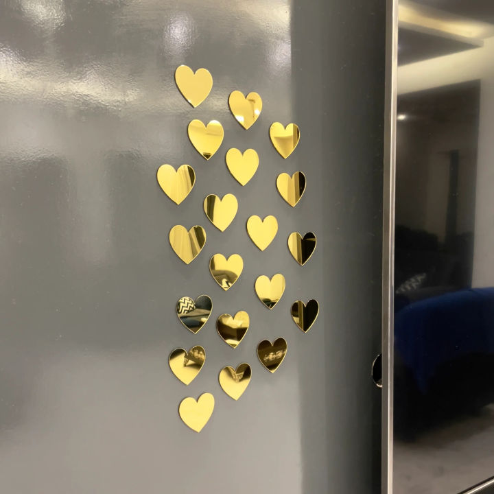 Pack of 20 Hearts acrylic  mirror 3d shape laser cutting for home decor, wall decor, bedroom, office, wall decoration items,  Decorating Items I Decorating Items For Home I Decoration Pieces For Room I Decoration Pieces