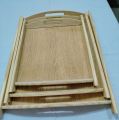 Premium Quality Set of 3 Bamboo Wooden Multipurpose Tray for Serving Food, Breakfast, Refreshment etc. (Set of 3 Different Sized Trays). 