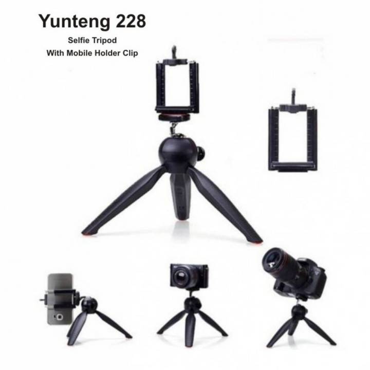 YT 228 Mini Tripod For Mobile Phones & Camera With Mobile Clip