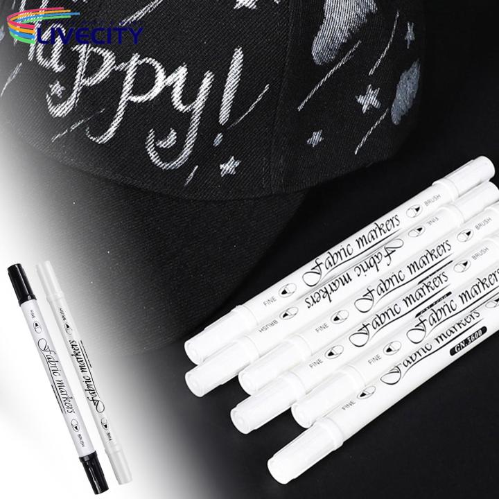 Fabric Pen for T-shirts Waterproof Fabric Markers for T-shirt Graffiti Dual Tip Textile Pens for Clothing Drawing 4/6pcs Set Fabric Marker for Crafts