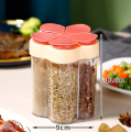 4 In 1 Transparent Spice Jar Set Salt And Pepper Seasoning Bottle Lid Kitchen Storage Container Accessories - 1Pcs. 