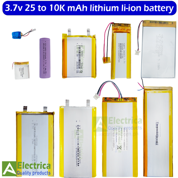 3.7v 25mAh /50mAh /420mAh /450mAh /550mAh /650mAh /800mAh /850mAh /1000mAh /1400mAh /3000mAh /5000mAh /10000mAh /2000mAh Cell Lithium Ion Battery Battery and 18650 Cell for Power Bank DIY ,Toys or Arduino Projects by Electrica