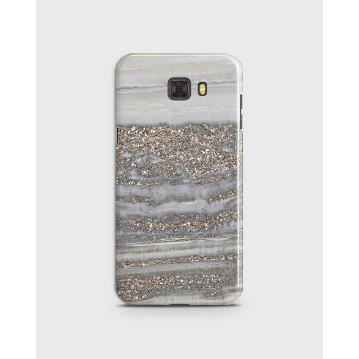Samsung Galaxy C7 Cover 3D Hard Case White Glitter - 1Cover2201