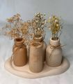Set of 4 Mini Flower Vases with Tray – Nordic Style Decorative Flower Vases for Home, Office & Table Décor | Modern Boho Aesthetic | Handmade Matte Finish | Ideal for Dried Flowers, Shelf Decoration & Gifting. 
