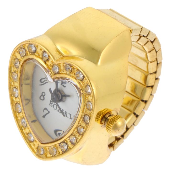 Ring Watch Gold Dainty Rings Men Heart-shaped Finger Clock Movement Metal Women
