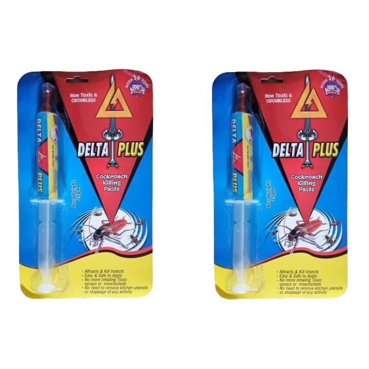 Pack of 2 Cockroach killer gel | Pest control solution | 25g 100% Effective | Cockroach Killer Gel - Get Rid |  Roach Killing Gel delta plus Gel Injection 25 GRAMS | Pack Of 2 delta plus gel-2gm-Roach killer gel | Roach Killing Bait | Offices, Small Roach