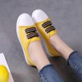 Women Orange Flat Bottom Canvas Sneaker Shoes. 