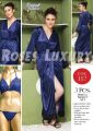 3 Pcs Hot Sexy Satin Silk Nighty Set For Women Bridal Night Dress for Women - Blue. 