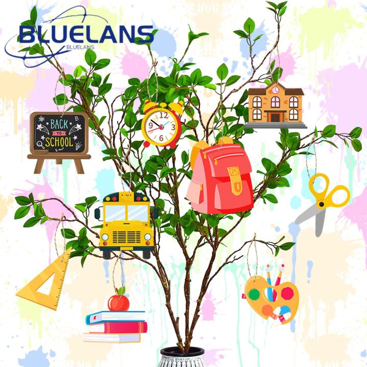 Back to School Wall Decoration Back to School Decorations Set 18 Wooden Hanging Ornaments with Ruler Book Bus Backpack Shapes Perfect for Party Supplies Classroom Decor Southeast Asian Buyers'