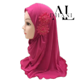 ALDHANI-Muslim kids Hijab Scarf with Flower Appliques Islamic Kids scarf Head Wrap Shawls Elastic Kid Burqa for 2-8 Years Old. 