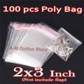 100 pcs 2x3 Transparent, Plastic Bags Self Adhesive  Opp / BOPP Packaging Bags, Resalable Cello / cellophane bag, chamak theli for small things.. 